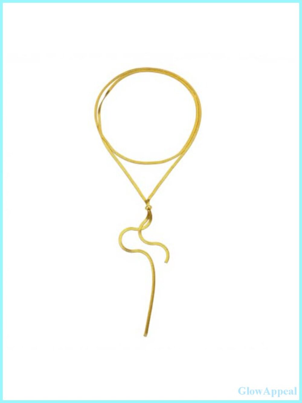 14k Gold Plated Y-Shaped Pendant Necklace Stainless Steel Layered Dainty